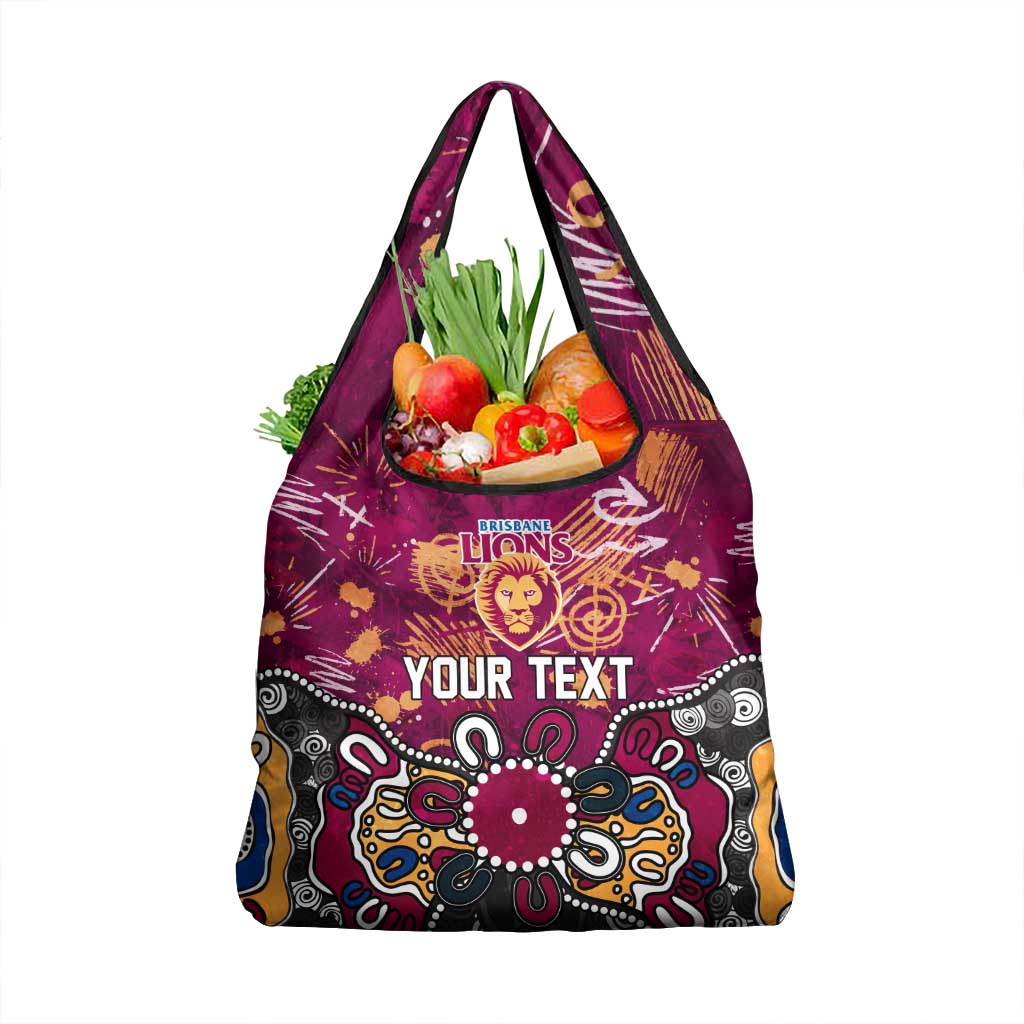 Personalized Brisbane Lions Grocery Bag Aboriginal Dot Painting Graffiti Style
