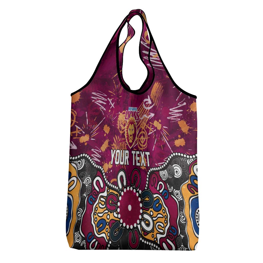 Personalized Brisbane Lions Grocery Bag Aboriginal Dot Painting Graffiti Style