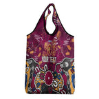 Personalized Brisbane Lions Grocery Bag Aboriginal Dot Painting Graffiti Style