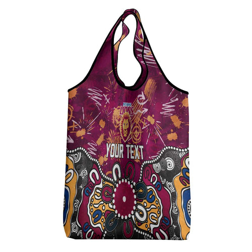 Personalized Brisbane Lions Grocery Bag Aboriginal Dot Painting Graffiti Style
