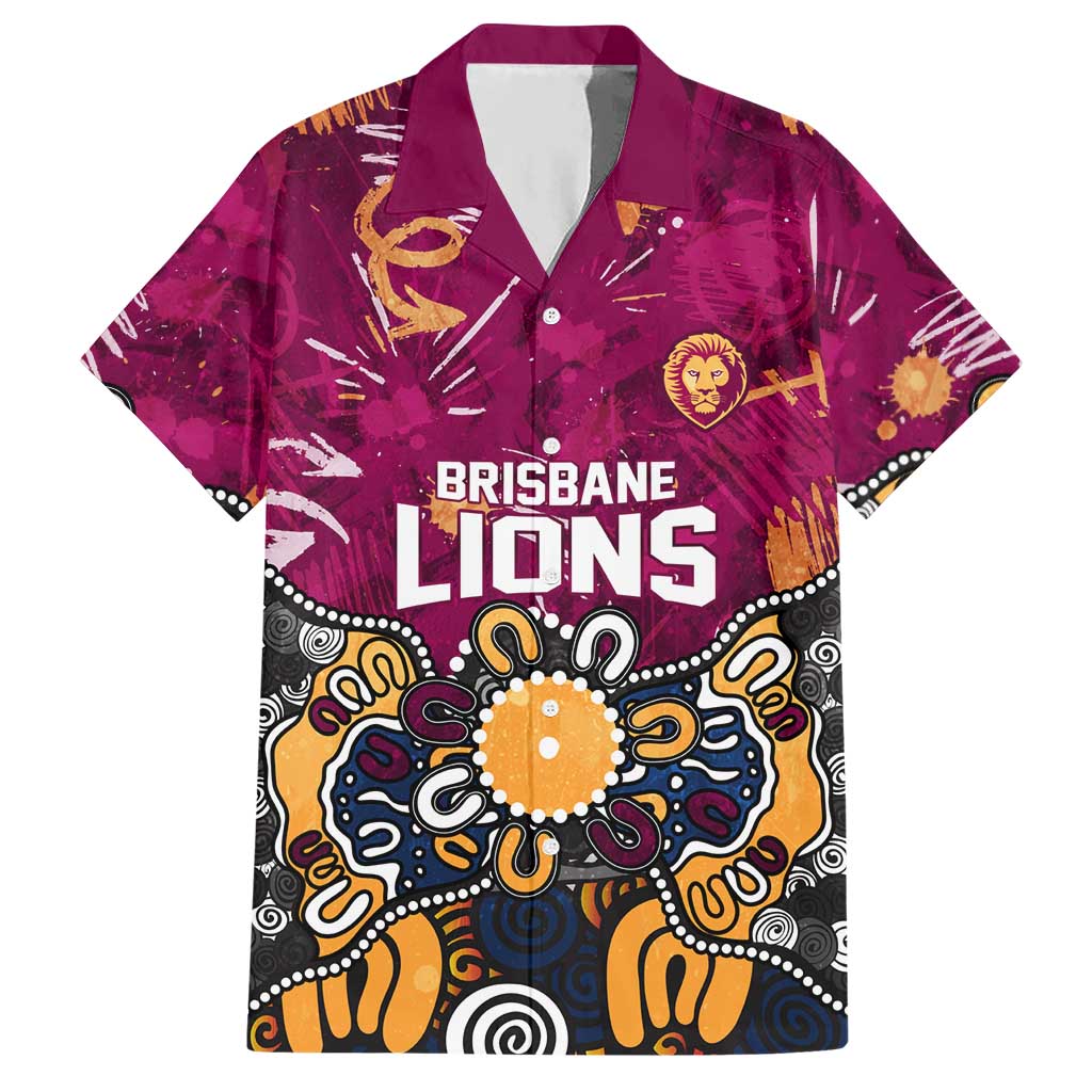 Personalized Brisbane Lions Hawaiian Shirt Aboriginal Dot Painting Graffiti Style