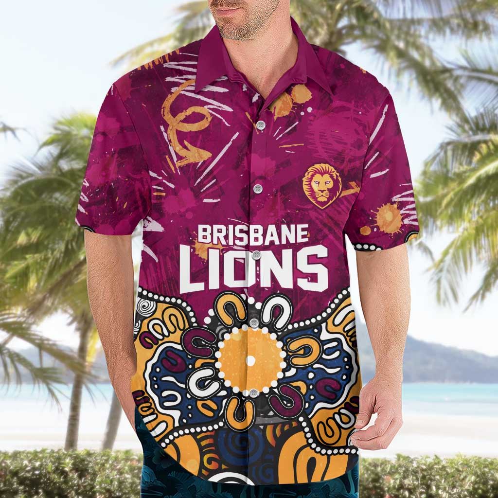 Personalized Brisbane Lions Hawaiian Shirt Aboriginal Dot Painting Graffiti Style