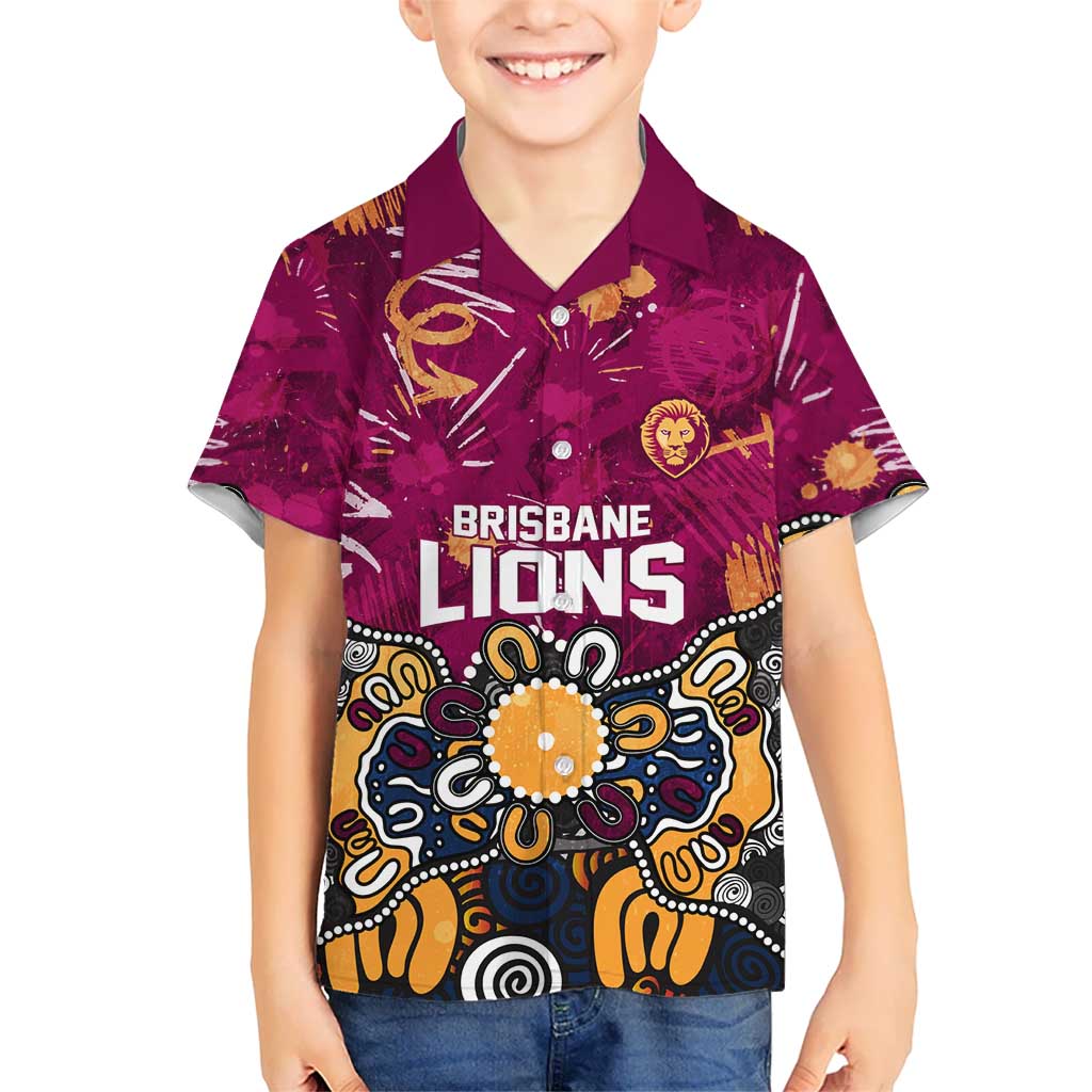 Personalized Brisbane Lions Hawaiian Shirt Aboriginal Dot Painting Graffiti Style
