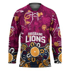 Personalized Brisbane Lions Hockey Jersey Aboriginal Dot Painting Graffiti Style