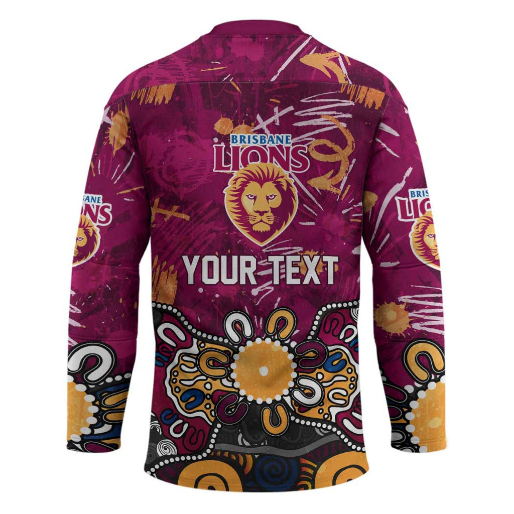 Personalized Brisbane Lions Hockey Jersey Aboriginal Dot Painting Graffiti Style