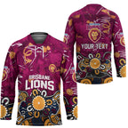 Personalized Brisbane Lions Hockey Jersey Aboriginal Dot Painting Graffiti Style