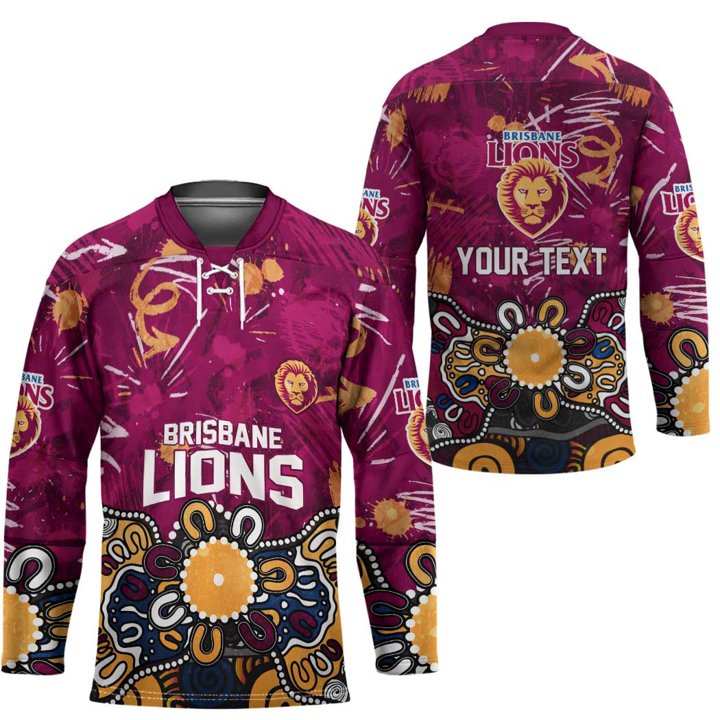 Personalized Brisbane Lions Hockey Jersey Aboriginal Dot Painting Graffiti Style