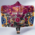 Personalized Brisbane Lions Hooded Blanket Aboriginal Dot Painting Graffiti Style