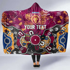 Personalized Brisbane Lions Hooded Blanket Aboriginal Dot Painting Graffiti Style