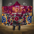 Personalized Brisbane Lions Hooded Blanket Aboriginal Dot Painting Graffiti Style