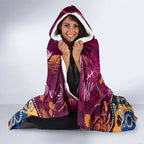 Personalized Brisbane Lions Hooded Blanket Aboriginal Dot Painting Graffiti Style