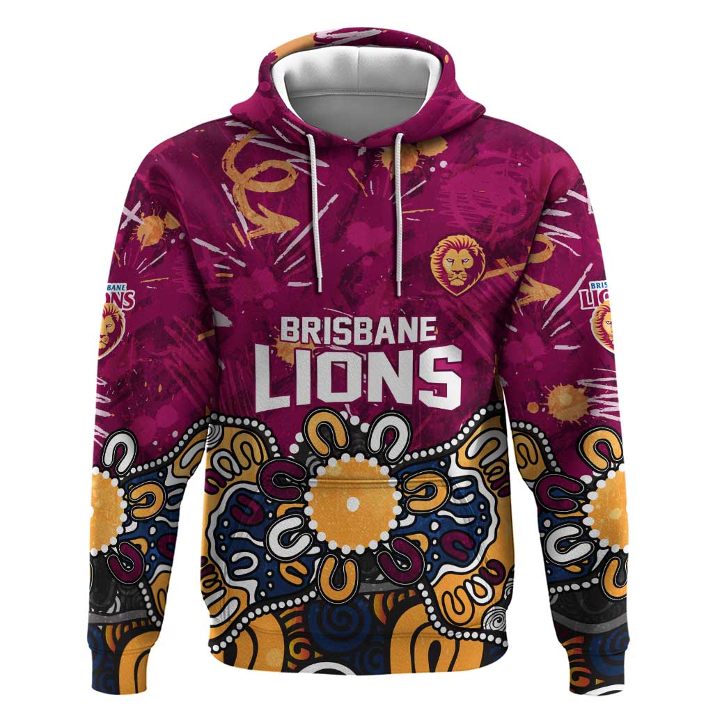 Personalized Brisbane Lions Hoodie Aboriginal Dot Painting Graffiti Style