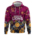 Personalized Brisbane Lions Hoodie Aboriginal Dot Painting Graffiti Style