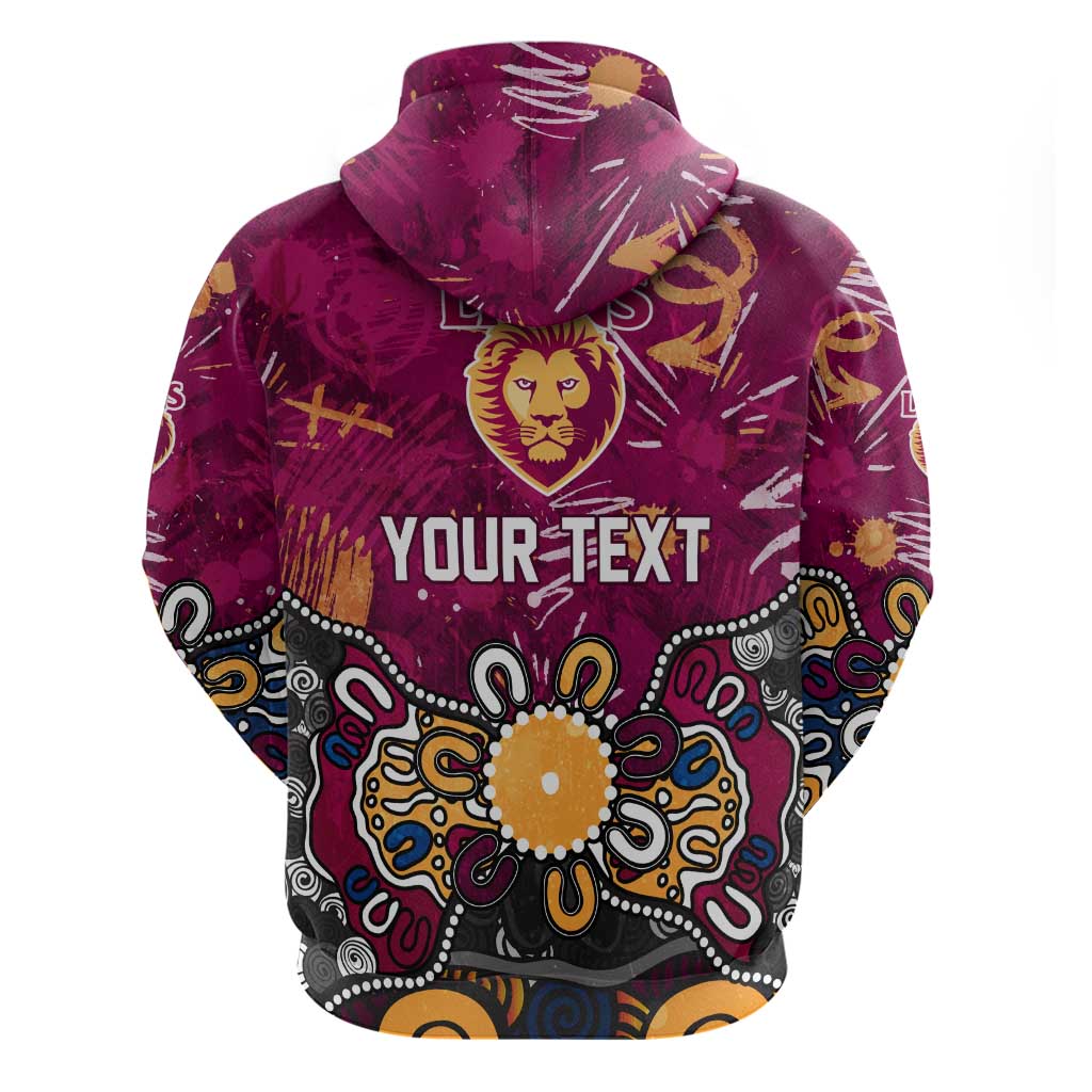 Personalized Brisbane Lions Hoodie Aboriginal Dot Painting Graffiti Style