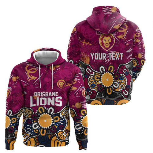 Personalized Brisbane Lions Hoodie Aboriginal Dot Painting Graffiti Style