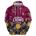 Personalized Brisbane Lions Hoodie Aboriginal Dot Painting Graffiti Style