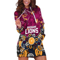 Personalized Brisbane Lions Hoodie Dress Aboriginal Dot Painting Graffiti Style