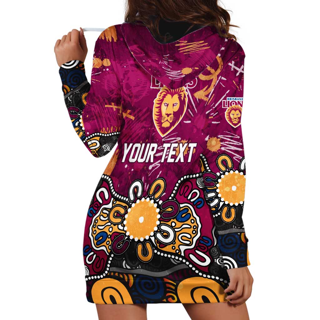 Personalized Brisbane Lions Hoodie Dress Aboriginal Dot Painting Graffiti Style