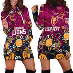 Personalized Brisbane Lions Hoodie Dress Aboriginal Dot Painting Graffiti Style