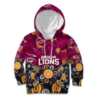 Personalized Brisbane Lions Kid Hoodie Aboriginal Dot Painting Graffiti Style