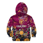 Personalized Brisbane Lions Kid Hoodie Aboriginal Dot Painting Graffiti Style