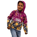 Personalized Brisbane Lions Kid Hoodie Aboriginal Dot Painting Graffiti Style