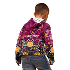Personalized Brisbane Lions Kid Hoodie Aboriginal Dot Painting Graffiti Style