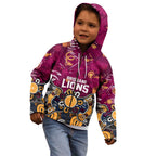 Personalized Brisbane Lions Kid Hoodie Aboriginal Dot Painting Graffiti Style