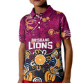 Personalized Brisbane Lions Kid Polo Shirt Aboriginal Dot Painting Graffiti Style