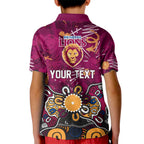 Personalized Brisbane Lions Kid Polo Shirt Aboriginal Dot Painting Graffiti Style