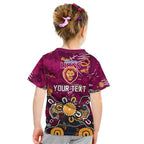 Personalized Brisbane Lions Kid T Shirt Aboriginal Dot Painting Graffiti Style