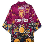 Personalized Brisbane Lions Kimono Aboriginal Dot Painting Graffiti Style