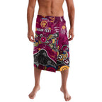 Personalized Brisbane Lions Lavalava Aboriginal Dot Painting Graffiti Style