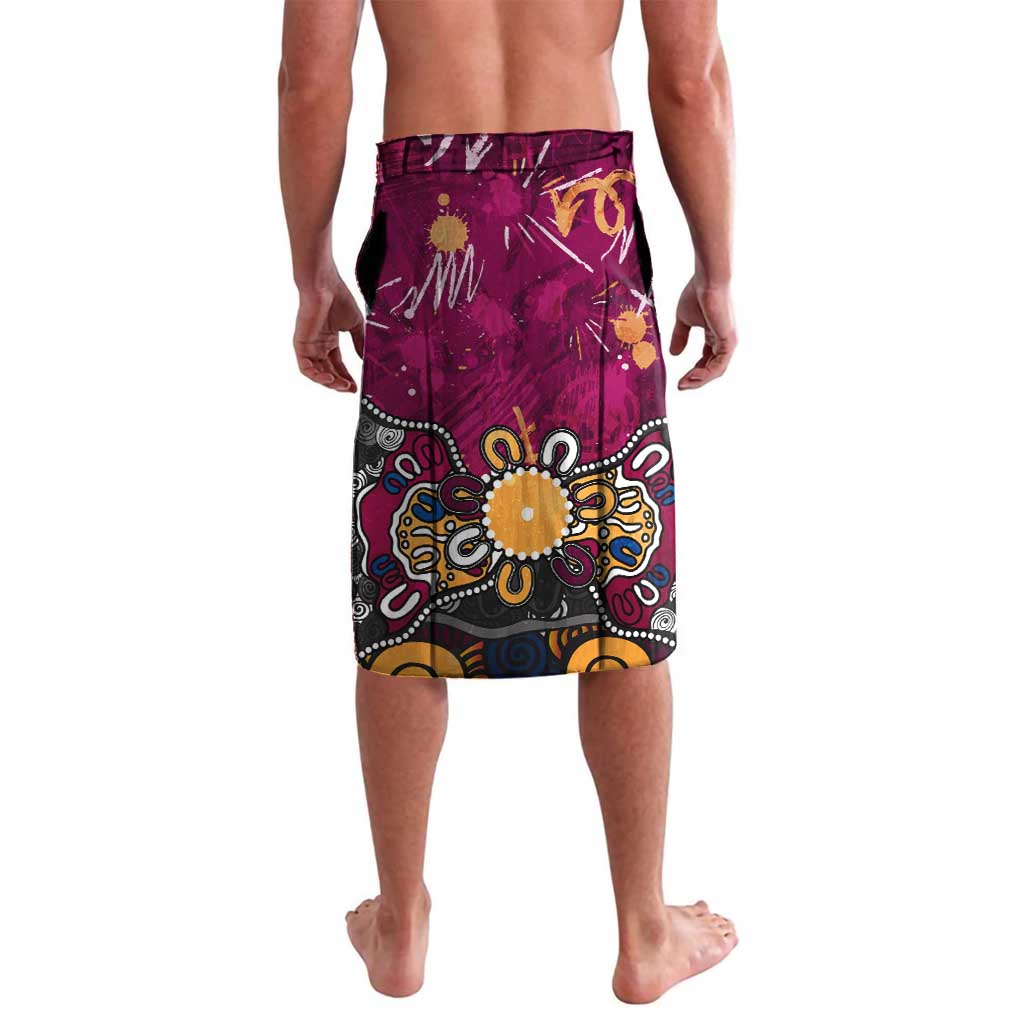 Personalized Brisbane Lions Lavalava Aboriginal Dot Painting Graffiti Style