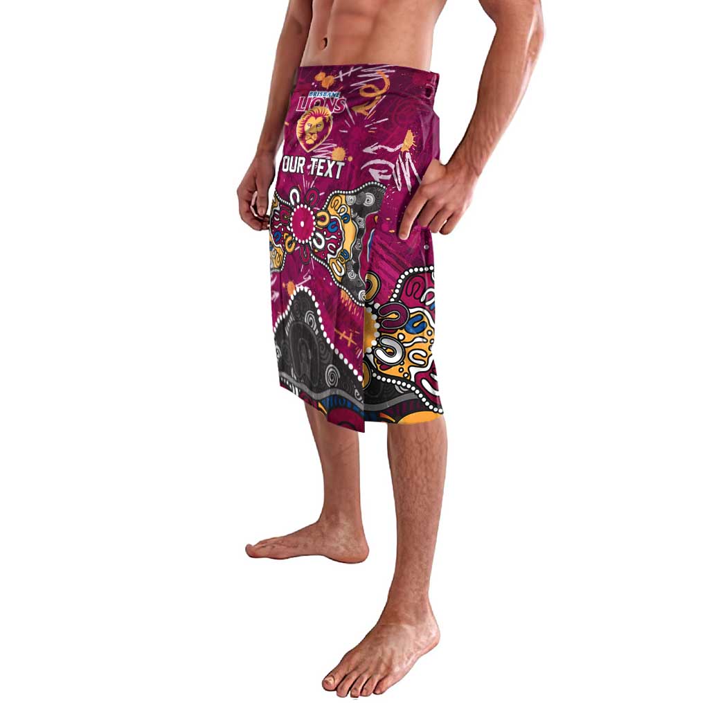 Personalized Brisbane Lions Lavalava Aboriginal Dot Painting Graffiti Style