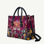 Personalized Brisbane Lions Leather Bag Aboriginal Dot Painting Graffiti Style