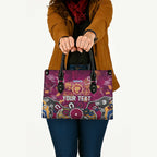 Personalized Brisbane Lions Leather Bag Aboriginal Dot Painting Graffiti Style