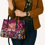 Personalized Brisbane Lions Leather Bag Aboriginal Dot Painting Graffiti Style