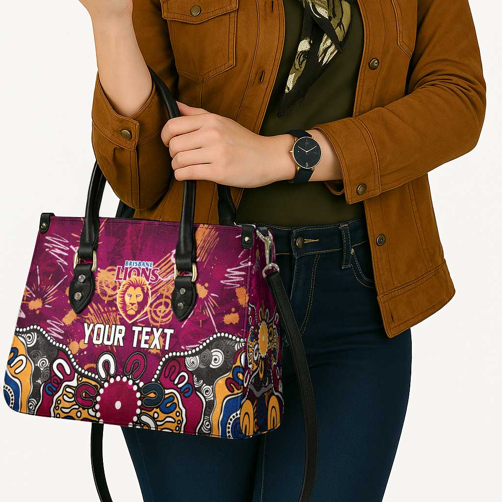 Personalized Brisbane Lions Leather Bag Aboriginal Dot Painting Graffiti Style