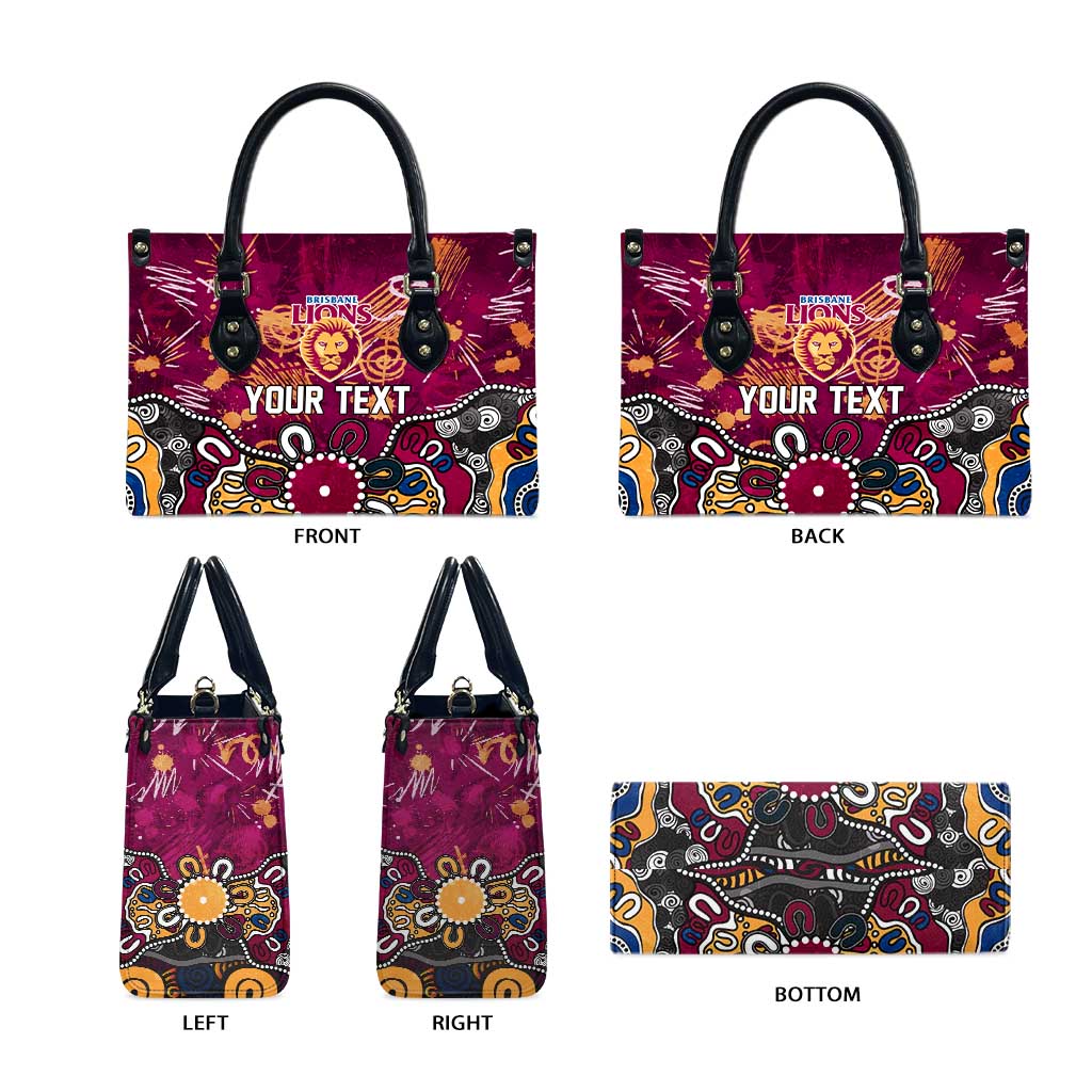 Personalized Brisbane Lions Leather Bag Aboriginal Dot Painting Graffiti Style