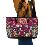 Personalized Brisbane Lions Leather Tote Bag Aboriginal Dot Painting Graffiti Style