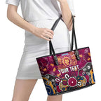 Personalized Brisbane Lions Leather Tote Bag Aboriginal Dot Painting Graffiti Style
