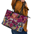 Personalized Brisbane Lions Leather Tote Bag Aboriginal Dot Painting Graffiti Style