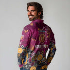 Personalized Brisbane Lions Long Sleeve Polo Shirt Aboriginal Dot Painting Graffiti Style