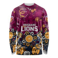 Personalized Brisbane Lions Long Sleeve Shirt Aboriginal Dot Painting Graffiti Style