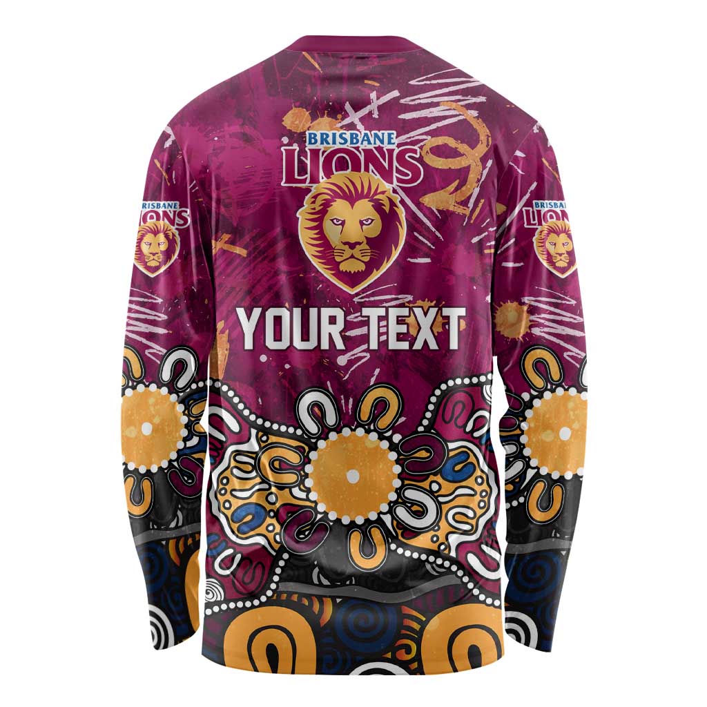 Personalized Brisbane Lions Long Sleeve Shirt Aboriginal Dot Painting Graffiti Style