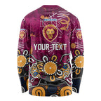 Personalized Brisbane Lions Long Sleeve Shirt Aboriginal Dot Painting Graffiti Style