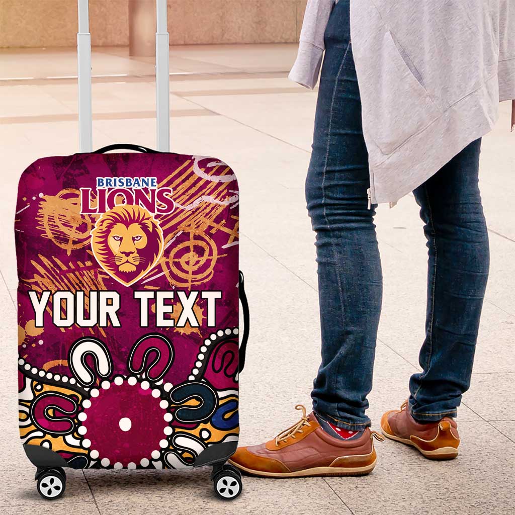 Personalized Brisbane Lions Luggage Cover Aboriginal Dot Painting Graffiti Style