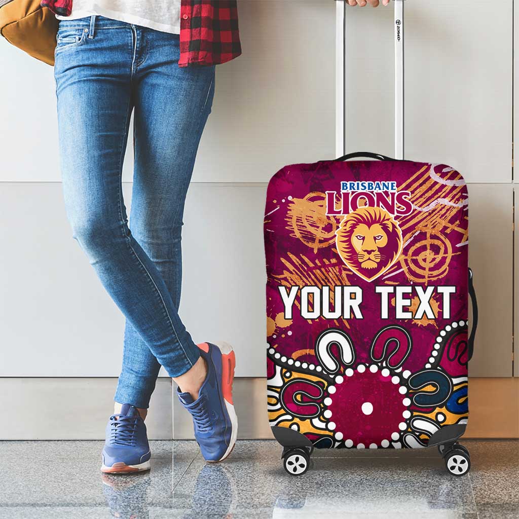 Personalized Brisbane Lions Luggage Cover Aboriginal Dot Painting Graffiti Style