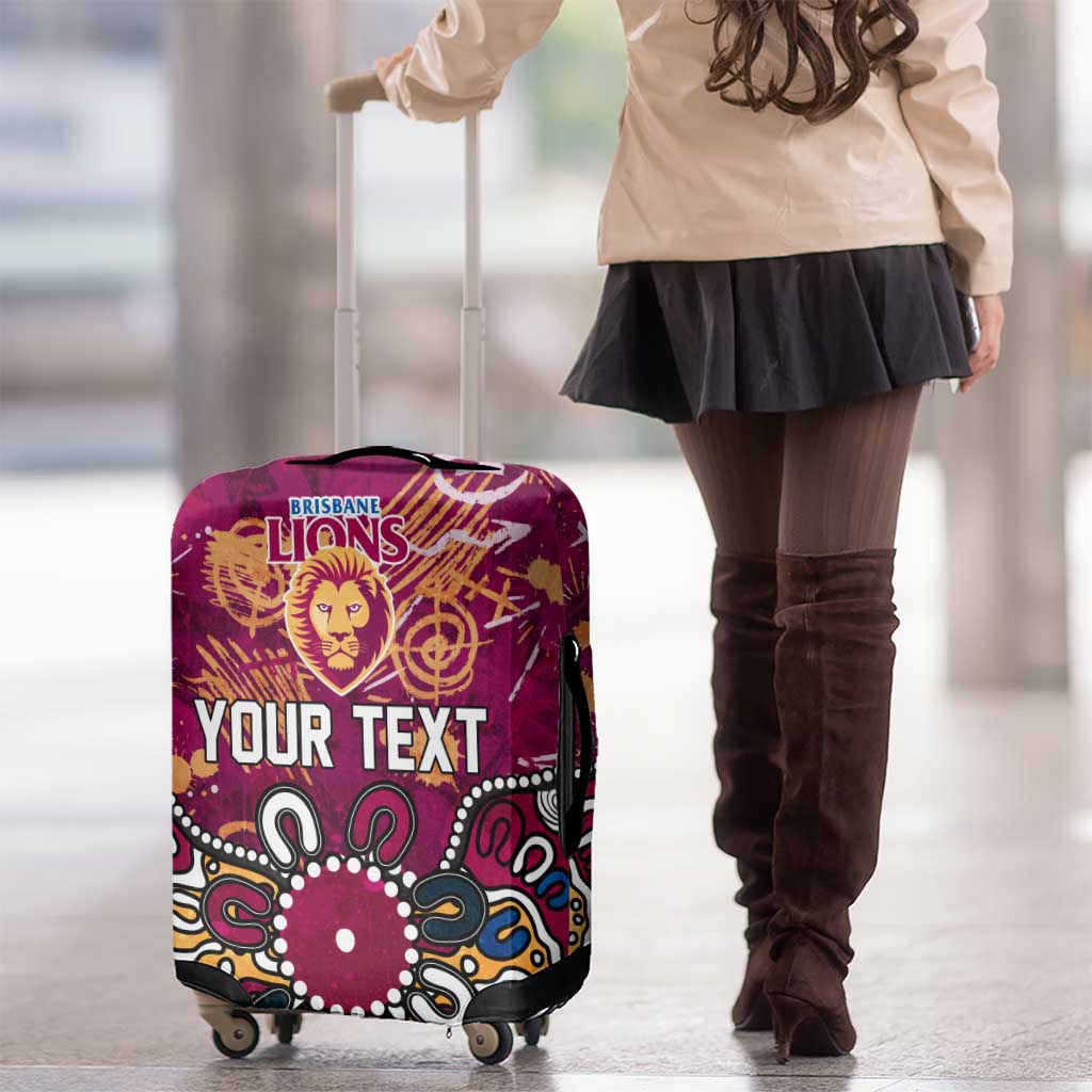 Personalized Brisbane Lions Luggage Cover Aboriginal Dot Painting Graffiti Style